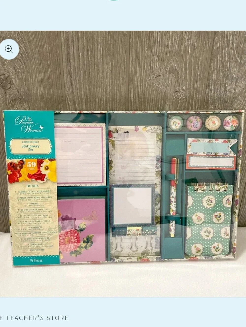 The Pioneer Woman Teal Floral Desk Stationery Set 59 Piece Collection